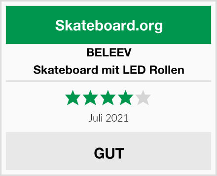 BELEEV Skateboard mit LED Rollen Test