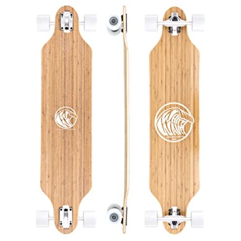  White Wave Bambus Longboard Skateboard